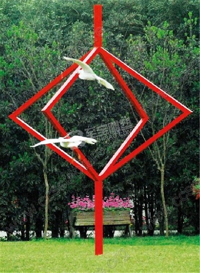 園林景觀(guān)小品創(chuàng)意鳥(niǎo)籠不銹鋼雕塑定制